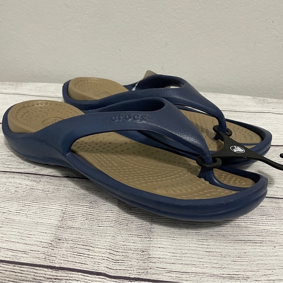 CROCS Athens Flip Sandal Navy Blue Khaki Slip On Unisex Mens Womens 13 11 - Picture 7 of 7